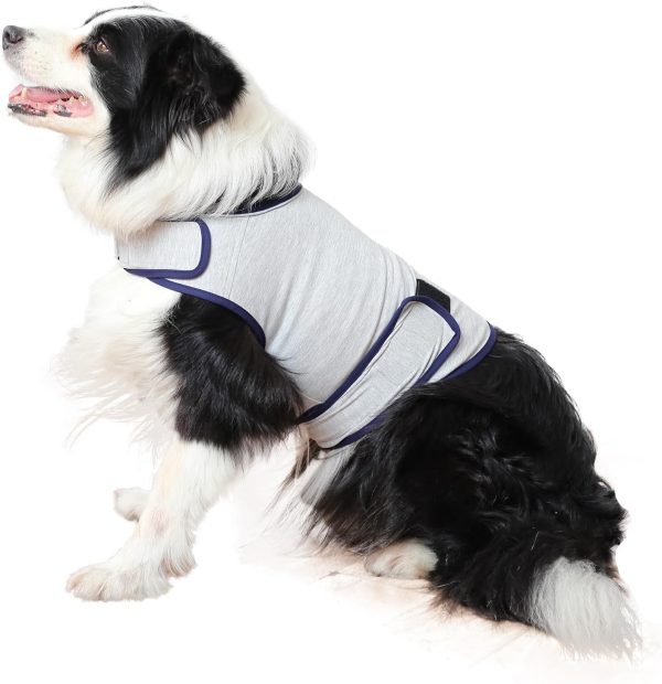 Dog Anxiety Vest, Comfort Dog Anxiety Relief Coat, Breathable Dog Calming Vest for Thunderstorm, Travel, Fireworks, Vet Visits (M,Light Grey)