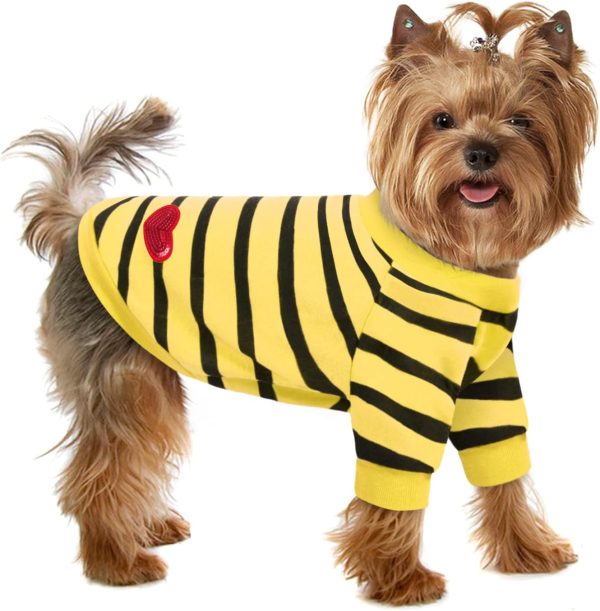 Pet Dog Striped T-Shirt Dogs Cats Cotton Vest Spring Summer Pet Apparel Tee Shirt Suitable for Small and Medium Large Pets French BullDog Bichon