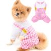 Dog Outfits for Small Dogs Boy Girls Summer Shirts with Plaid Pants Jumpsuits One Piece Apparel for Cats Puppies Chihuahua Clothes Adorable Overalls for Medium Pets 4 Legs Spring