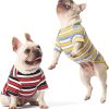 Dog Shirts Cotton Striped T-Shirt, Summer Pet Clothes for Small Dogs, 2-Pack Soft Puppy Apparel Cat Tee, Breathable Stretchy, Blue Yellow XL
