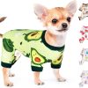 Pet Clothes Puppy Clothes for Small Dogs Boy Girl - Soft Stretch Dog Pajamas Dog Jumpsuit Cute Avocado Pattern Dog Pjs Shirts Dog Outfits Onesies for Chihuahua Yorkshire Teacup Dogs Cat Clothing