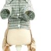Button Down British Plaid Cotton Shirts Outfits for Small Dogs Boys with Belt Casual Pants Pet Puppy Jumpsuit Yokie Chihuahua Clothes,XXL,Green