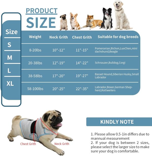 71QC9ouwD3L._AC_SL1500 Dog Anxiety Vest, Comfort Dog Anxiety Relief Coat, Breathable Dog Calming Vest for Thunderstorm, Travel, Fireworks, Vet Visits(Dog Calming Vest Light Grey Blue S)