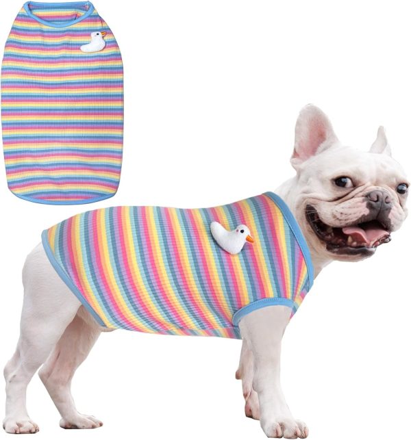 Dog T-Shirts 100% Cotton Soft Puppy Clothes Cute Prints Dogs Pocket Shirt for Small Dogs (Small PinkCat)