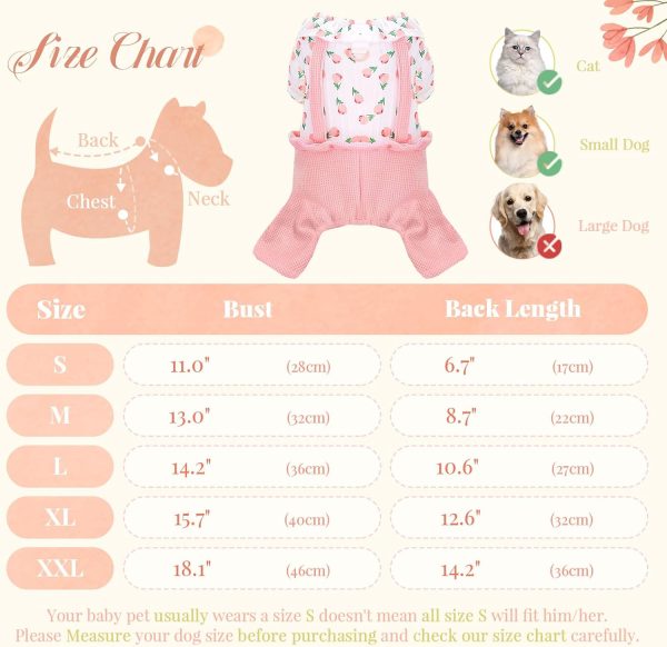 Cute Dog Clothes for Small Dogs Shirts Pajamas Pink Floral Pet Jumpsuit for Girls Boys Puppy Cat Outfits with Harness D Ring Doggy Overalls Clothing for Shih tzu Teacup Chihuahua Maltese
