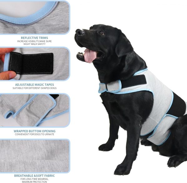 71RVobZqgkL._AC_SL1500 Dog Anxiety Vest, Comfort Dog Anxiety Relief Coat, Breathable Dog Calming Vest for Thunderstorm, Travel, Fireworks, Vet Visits(Dog Calming Vest Light Grey Blue S)