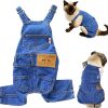 Dog Shirts Clothes Dog Denim Jumpsuit Overalls, Fashion Pet Jean Overalls Apparel, Comfortable Puppy Costumes for Small Medium Dogs&Cat, Dog Denim Shirts, Shirt & Pant Sets, Pets Outfits (M)