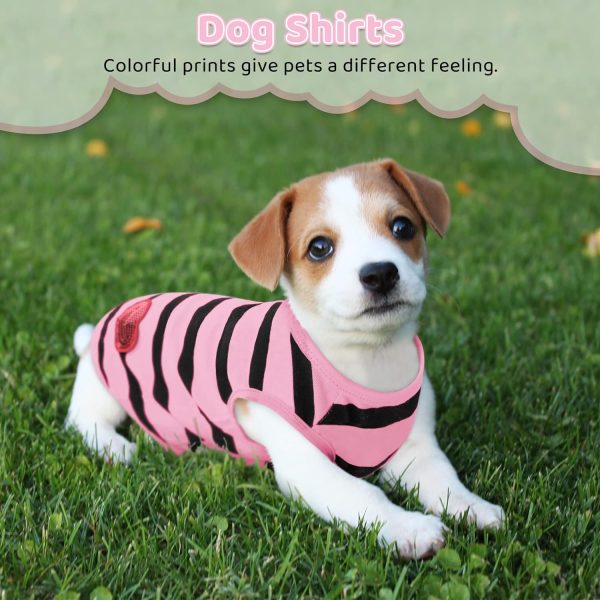Pet Dog Striped T-Shirt Dogs Cats Cotton Vest Spring Summer Pet Apparel Tee Shirt Suitable for Small and Medium Large Pets French BullDog Bichon