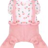 Cute Dog Clothes for Small Dogs Shirts Pajamas Pink Floral Pet Jumpsuit for Girls Boys Puppy Cat Outfits with Harness D Ring Doggy Overalls Clothing for Shih tzu Teacup Chihuahua Maltese
