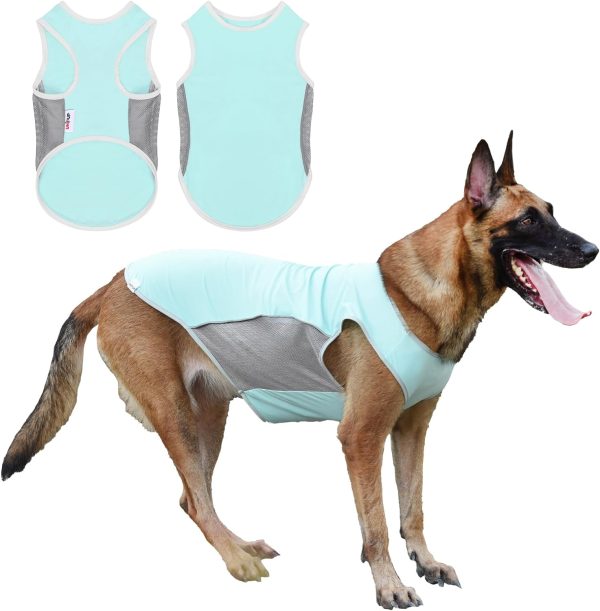 UPF 50+ Sun Protection Dog Shirt,Quick-Dry Soft Dog Clothes for Medium Dogs Boy, Breathable Lightweight Dog Tshirts with Reflective Strip Sleeveless Dog Vest Pet Apparel Cat Outfit