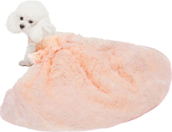 Dog Wedding Detachable Dress Breathable Tulle Tutu Doggie Apparel Skirts Clothes Pet Outfits for Small Dogs Birthday Party Dresses (Pink, M)