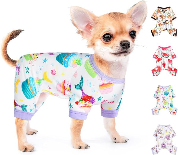 Pet Clothes Puppy Clothes for Small Dogs Boy Girl - Soft Stretch Dog Pajamas Dog Jumpsuit Cute Avocado Pattern Dog Pjs Shirts Dog Outfits Onesies for Chihuahua Yorkshire Teacup Dogs Cat Clothing