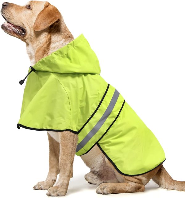 Waterproof Dog Raincoats - Adjustable Lightweight Pet Rain Coat Dog Slicker Poncho, Safety Dog Raincoats with Reflective Strip and Leash Hole for Small, Medium, Large Dogs (X-Large, RED)