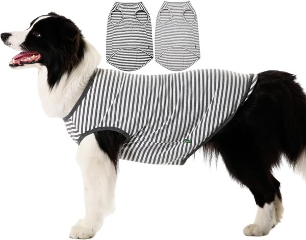 Dog Shirt,Combed Cotton T-Shirts,Soft Cool Boy Girl Tee for Small Dogs Kitty Puppy Chihuahua,Grey Striped S