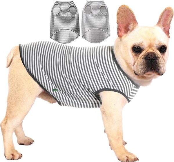 Dog Shirt,Combed Cotton T-Shirts,Soft Cool Boy Girl Tee for Small Dogs Kitty Puppy Chihuahua,Grey Striped S