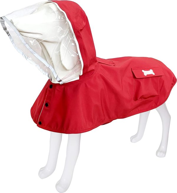 Dog Waterproof Raincoat with Poncho Hoodie, High Reflective Adjustable Yellow Pet Rain Jacket with Leash Hole for Small Medium and Large Dogs (Yellow, XXXX-Large)