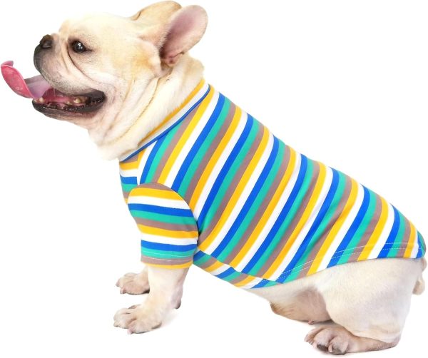 Small Dog Shirts for Small Dogs, Stretchy Dog Summer Clothes French Bulldogs Clothes, Striped Designer Dog Clothes Shirts for Dogs Cats, Puppy Shirts for Small Dogs Boy Girls (M)