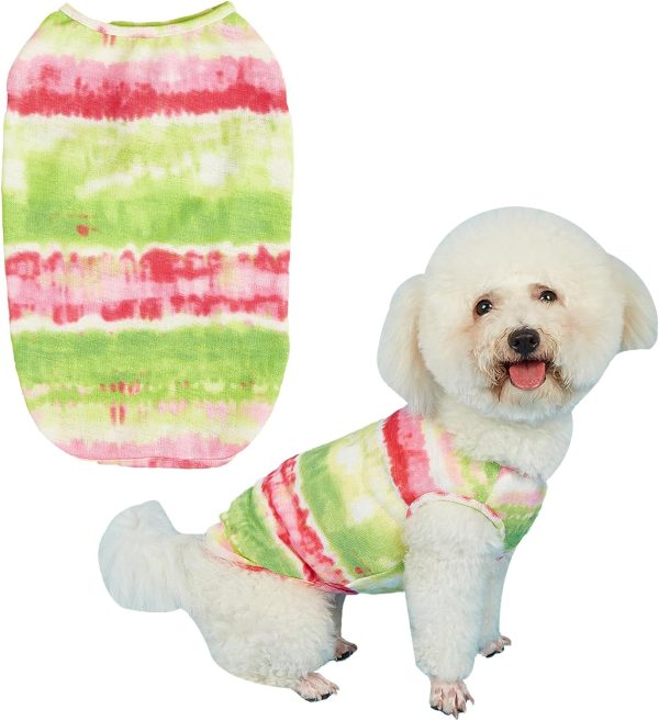 Dog T-Shirts 100% Cotton Soft Puppy Clothes Cute Prints Dogs Pocket Shirt for Small Dogs (Small PinkCat)