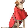 Waterproof Dog Raincoats - Adjustable Lightweight Pet Rain Coat Dog Slicker Poncho, Safety Dog Raincoats with Reflective Strip and Leash Hole for Small, Medium, Large Dogs (X-Large, RED)