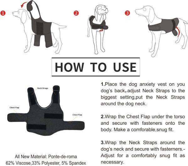 Dog Anxiety Vest, Comfort Dog Anxiety Relief Coat, Breathable Dog Calming Vest for Thunderstorm, Travel, Fireworks, Vet Visits (M,Light Grey)