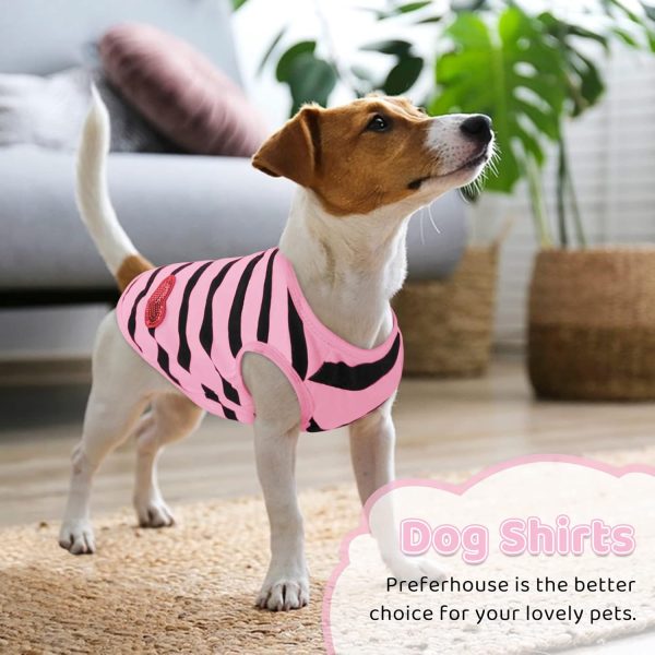 Pet Dog Striped T-Shirt Dogs Cats Cotton Vest Spring Summer Pet Apparel Tee Shirt Suitable for Small and Medium Large Pets French BullDog Bichon