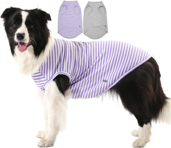 Dog Shirt,Combed Cotton T-Shirts,Soft Cool Boy Girl Tee for Small Dogs Kitty Puppy Chihuahua,Grey Striped S