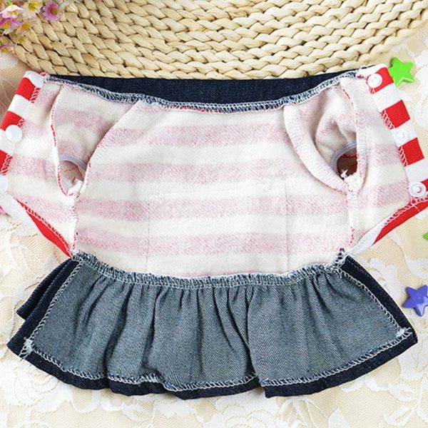 Small Dog Denim Dress: Dog Denim Jumpsuit Puppy Dresses Dog Apparel Small Dog Costume Pet Jean Skirt Dog Clothes for Small Dogs Girl，Size S