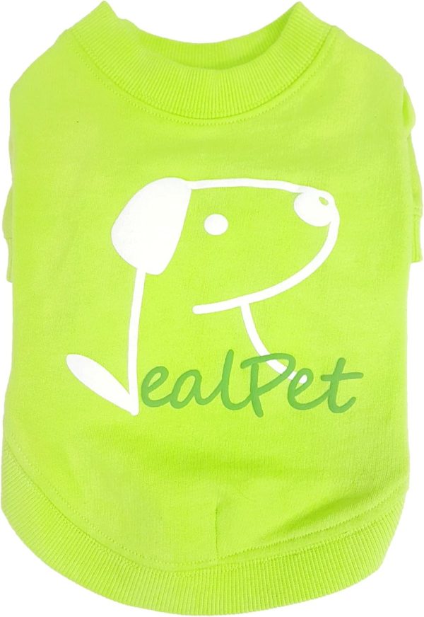 Dog T-Shirt Cotton Puppy Print Logo Soft Breathable Stretchy Simple Pet Apparel for Four Seasons Real Pastel Round Tee Shirt(Aqua, S)