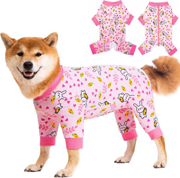 Dog Recovery Suit for Small Medium Large Dogs, Pet Onesie After Surgery Comfort Dog Bodysuit Anti Licking (Small, Purple Bunny)