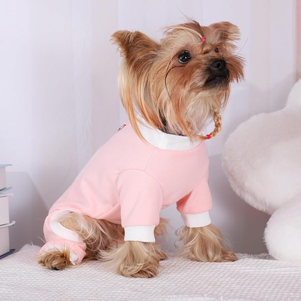 Dog Pajamas Dog Pjs with D-Ring Summer Puppy Clothes for Small Dogs Girl Boy Spring Summer Pet Onesie Jumpsuit Cute Cat Outfit Apparel for Chihuahuh Yorkie(Pink,X-Small)