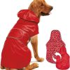 Dog Raincoat Reversible, Single Side Slicker Poncho Adjustable waterproof Dog Rain Jacket with Leash Hole/Reflective Stripe Hooded Snowproof Windproof Clothes for Small to 3X-Large Dogs, L