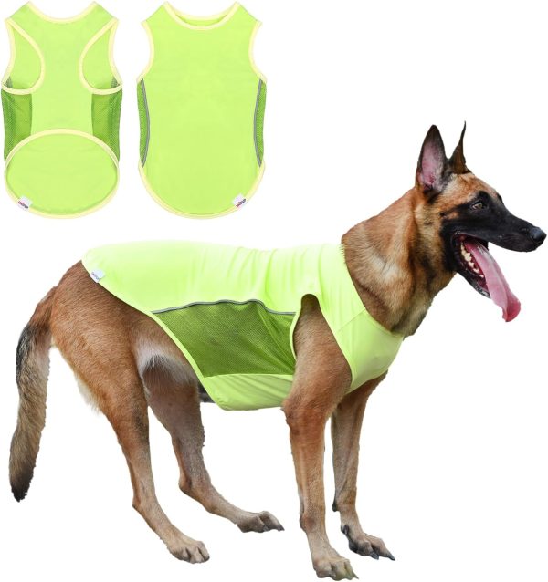 UPF 50+ Sun Protection Dog Shirt,Quick-Dry Soft Dog Clothes for Medium Dogs Boy, Breathable Lightweight Dog Tshirts with Reflective Strip Sleeveless Dog Vest Pet Apparel Cat Outfit