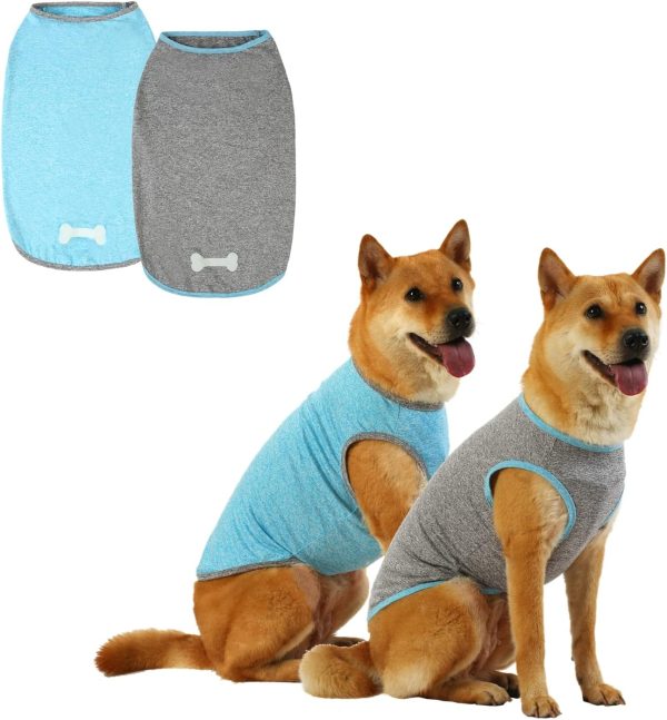 Dog and Cat Shirt in Tech Fabric with Luminous Print, Pet Clothes for Large, Medium, and Small Dogs, 2-Pack of Lightweight Functional t-Shirts