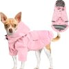 Puppy Raincoats with Buttons, Adjustable Drawstring and Storage Pocket, Rainproof/Waterproof, Fashionable Premium Dog Rain Jacket for Small Medium Dogs (Pink, M)