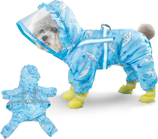 71newZM_HrL._AC_SL1500 Waterproof Dog Raincoat, Adjustable 4-Legged Dog Rain Jacket with Hood and Leash Hole Reflective Lightweight Outdoor Rain Poncho Gear for Dogs Suitable for Small and Medium Dogs(Bule,X-Large)