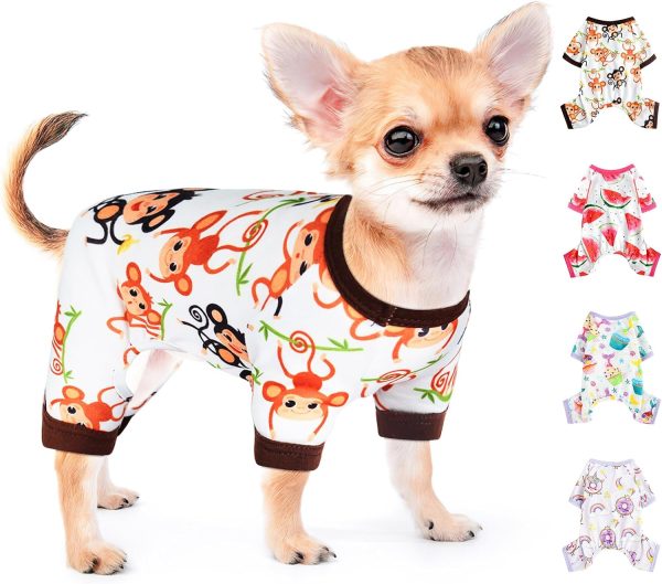 Pet Clothes Puppy Clothes for Small Dogs Boy Girl - Soft Stretch Dog Pajamas Dog Jumpsuit Cute Avocado Pattern Dog Pjs Shirts Dog Outfits Onesies for Chihuahua Yorkshire Teacup Dogs Cat Clothing