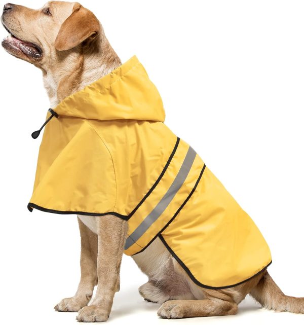 Waterproof Dog Raincoats - Adjustable Lightweight Pet Rain Coat Dog Slicker Poncho, Safety Dog Raincoats with Reflective Strip and Leash Hole for Small, Medium, Large Dogs (X-Large, RED)