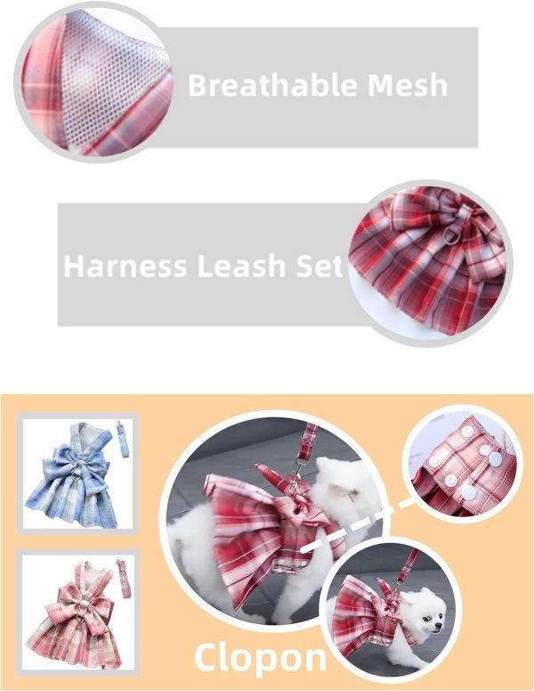 Fancy Puppy Dress Yorkie Dresses for Small Girl Dogs Harness Outfits Princess Costumes M