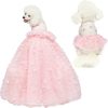 Dog Wedding Detachable Dress Breathable Tulle Tutu Doggie Apparel Skirts Clothes Pet Outfits for Small Dogs Birthday Party Dresses (Pink, M)