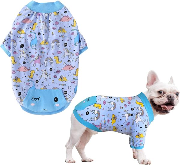 Dog T-Shirts 100% Cotton Soft Puppy Clothes Cute Prints Dogs Pocket Shirt for Small Dogs (Small PinkCat)