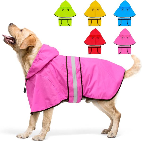 71xnJLcEXhL._AC_SL1500 Dog Raincoat-Reflective Dog Rain Coat with Hoodie, Waterproof Lightweight Adjustable Dog Rain Jacket Poncho Slicker for Small Medium and Large Dogs (Medium, Blue)