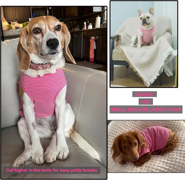 817r9BPfSLL._AC_SL1500 Dog Shirt,Combed Cotton T-Shirts,Soft Cool Boy Girl Tee for Extra Large Dogs Labrador,Pink Rose Striped XXXL