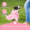 Puppy Raincoats with Buttons, Adjustable Drawstring and Storage Pocket, Rainproof/Waterproof, Fashionable Premium Dog Rain Jacket for Small Medium Dogs (Pink, M)