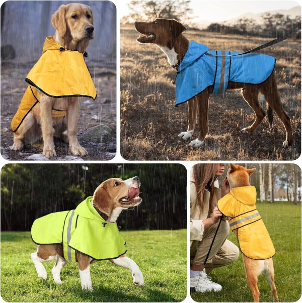 81Lmu1b_0vL._AC_SL1500 Dog Raincoat-Reflective Dog Rain Coat with Hoodie, Waterproof Lightweight Adjustable Dog Rain Jacket Poncho Slicker for Small Medium and Large Dogs (Medium, Blue)