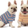 Dog Shirts Cotton Striped T-Shirt, Summer Pet Clothes for Small Dogs, 2-Pack Soft Puppy Apparel Cat Tee, Breathable Stretchy, Blue Yellow XL