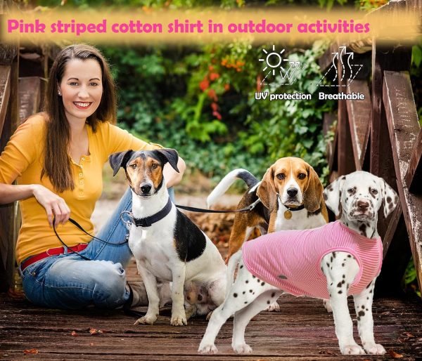 81Sew7C997L._AC_SL1500 Dog Shirt,Combed Cotton T-Shirts,Soft Cool Boy Girl Tee for Extra Large Dogs Labrador,Pink Rose Striped XXXL