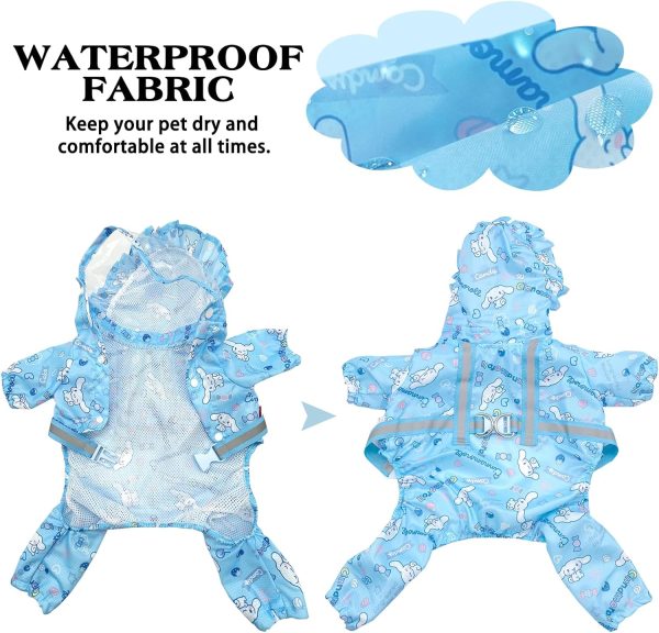 81Tu6vUVYqL._AC_SL1500 Waterproof Dog Raincoat, Adjustable 4-Legged Dog Rain Jacket with Hood and Leash Hole Reflective Lightweight Outdoor Rain Poncho Gear for Dogs Suitable for Small and Medium Dogs(Bule,X-Large)