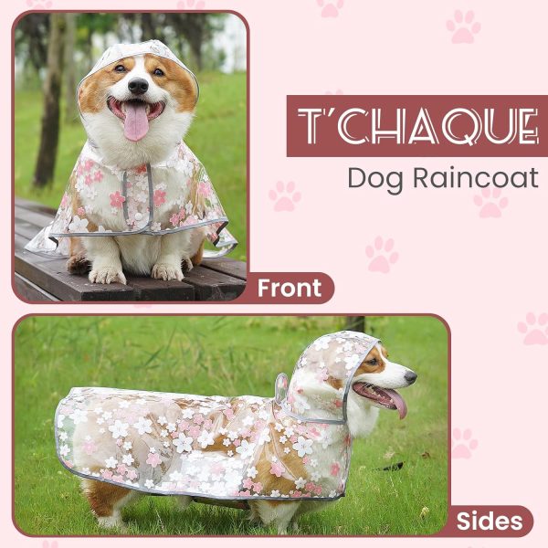 81UIWmvu2GL._AC_SL1500 Dog Raincoat, Clear Flower Dog Rain Jacket, Puppy Dog Raincoats for Small Medium Large Dogs Poncho Raincoat with Hood, Waterproof Rain Coat for Dogs with Harness Hole Portable (Pink,S)