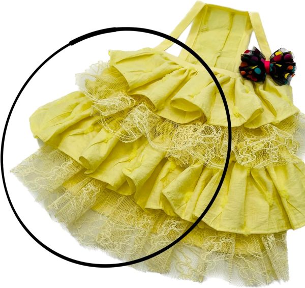 FIONA'S CLOSET Dog and Cat Clothes Sleeveless Dress Breathable Lace Cotton(Yellow, 1X-Large)