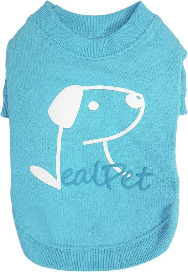 Dog T-Shirt Cotton Puppy Print Logo Soft Breathable Stretchy Simple Pet Apparel for Four Seasons Real Pastel Round Tee Shirt(Aqua, S)